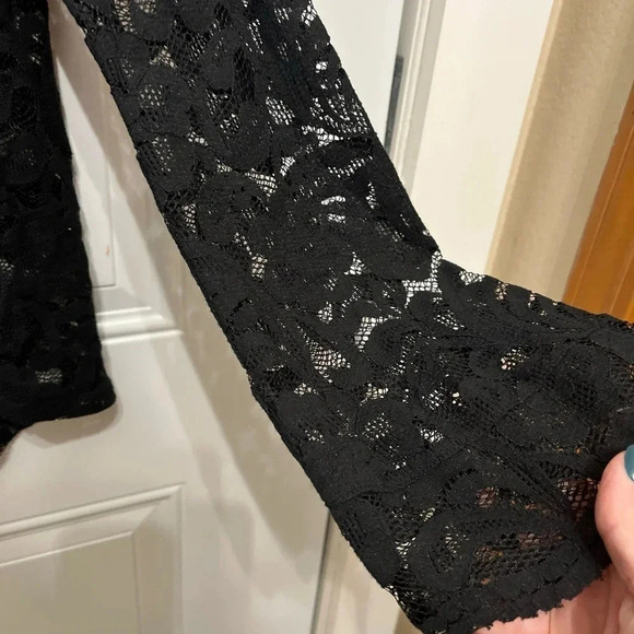 Express Lace Top NWT Sheer Black Boho - Picture 7 of 11